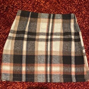 Shein Navy Blue/Burnt Orange/Nude Plaid Skirt